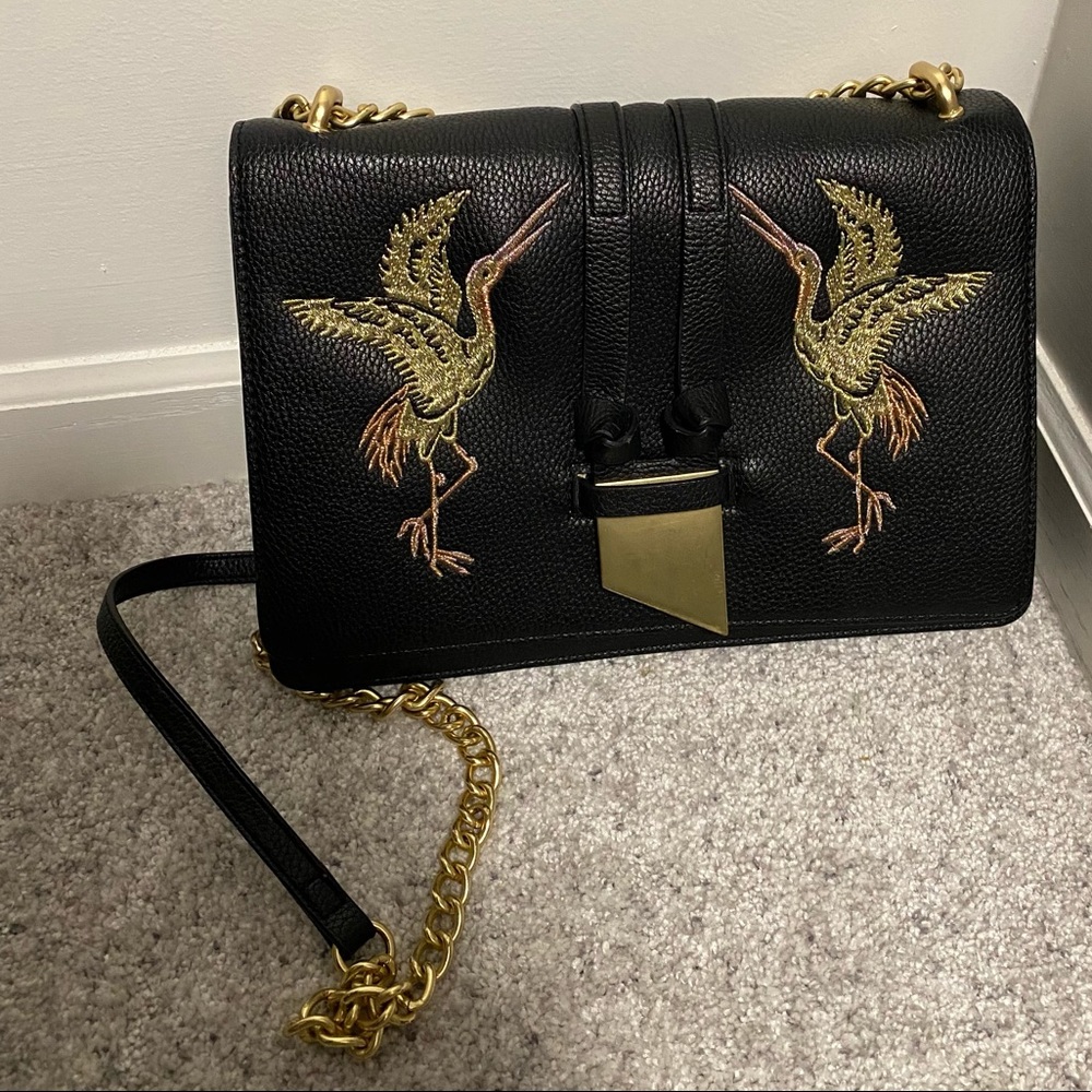 Black Faux Leather Crossbody Bag
